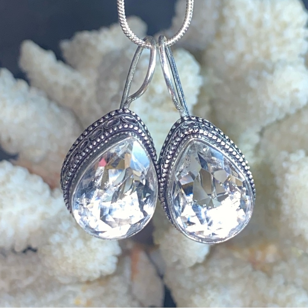 White Topaz vintage teardrop statement earrings